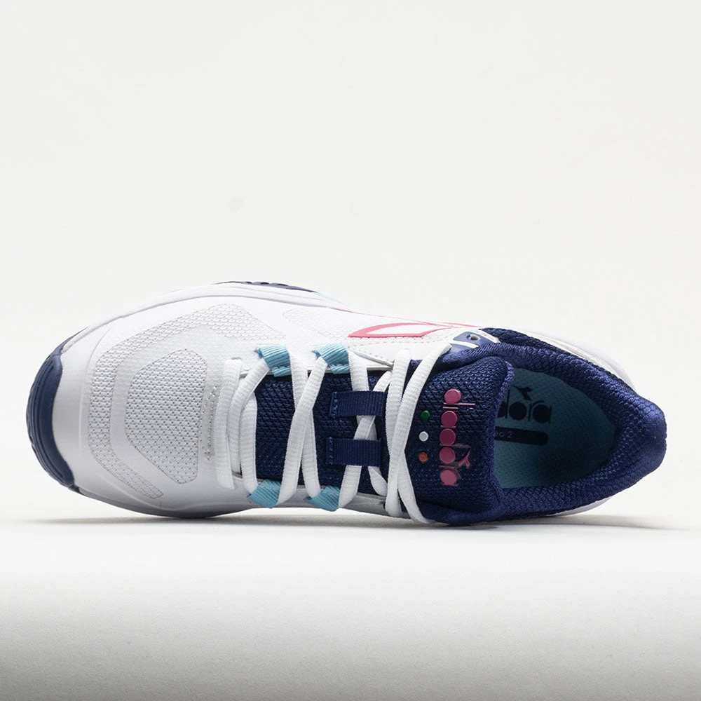 Diadora Trofeo 2 AG Pickleball Women's White/Blueprint/Pink Yarrow 3 Diadora Trofeo 2 AG Pickleball Women's White/Blueprint/Pink Yarrow - Image 3